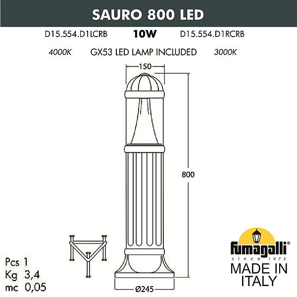 Ландшафтный светильник Fumagalli Sauro D15.554.000.BXD1L.CRB