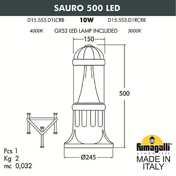 Ландшафтный светильник Fumagalli Sauro D15.553.000.BXD1L.CRB