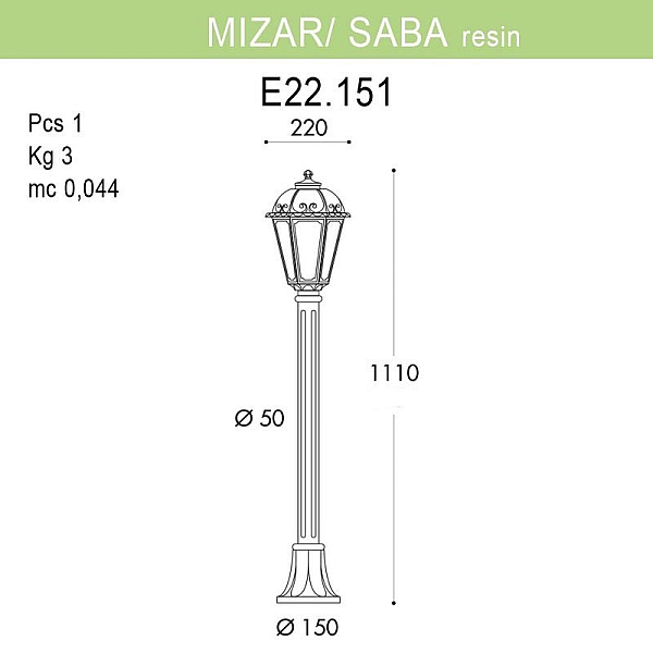 Уличный светильник Fumagalli Mizar.R/Saba K22.151.000.BXF1R