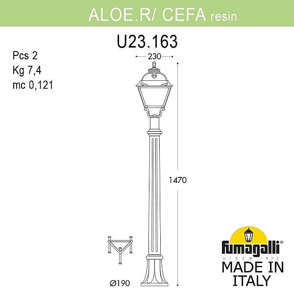 Ландшафтный светильник Fumagalli ALOE.R/CEFA U23.163.000.WYE27