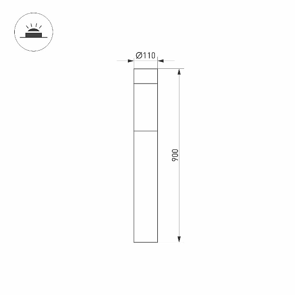 Ландшафтный светильник Arlight LGD-STEM-BOLL-H900-10W Warm3000 (BK, 185 deg, 230V) 046613