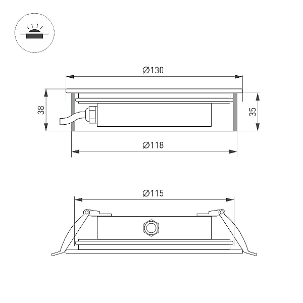 Грунтовый светильник Arlight ART-GROUND-SLIM-R130-9W Warm3000 (SL, 30 deg, 24V) 038165
