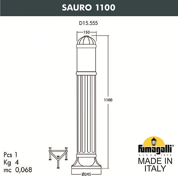 Садовый светильник Fumagalli Sauro D15.555.000.LXF1R.FC1