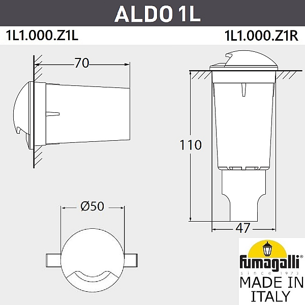 Грунтовый светильник Fumagalli Aldo 1L1.000.000.AXZ1L