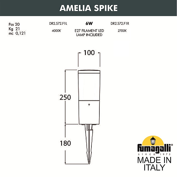 Ландшафтный светильник Fumagalli AMELIA SPIKE DR2.572.000.AYE27