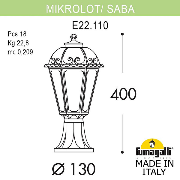 Садовый светильник Fumagalli K22.110.000.AXF1R