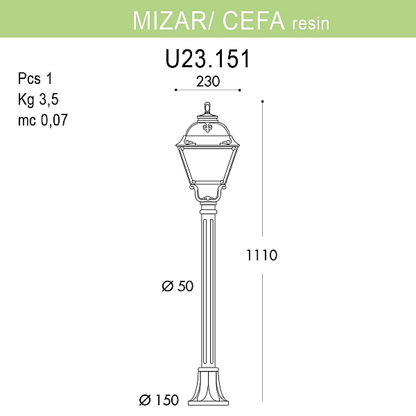 Уличный светильник Fumagalli Mizar.R/Cefa U23.151.000.WYF1R