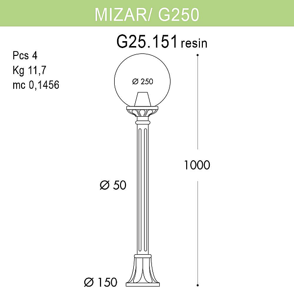 Уличный светильник Fumagalli Mizarr/G250 G25.151.000.WYE27