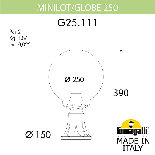 Садовый светильник Fumagalli G25.111.000.WYE27