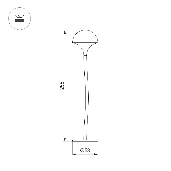 Ландшафтный светильник Arlight KT-MUCENA-BOLL-A-H250-1W Warm3000 (WH, 85 deg, 24V) 050668