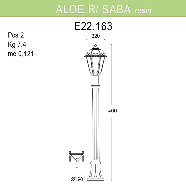 Уличный светильник Fumagalli Aloe.R/Saba K22.163.000.BYF1R