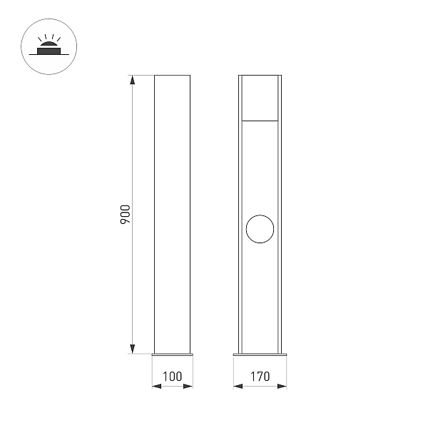 Ландшафтный светильник Arlight LGD-SEKVOYA-BOLL-SOCKET-H900-11W Warm3000 (BK, 120 deg, 230V) 050734