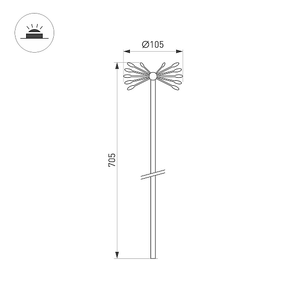 Ландшафтный светильник Arlight KT-DANDEL-BOLL-H705-0.5W Warm3000 (WH, 24 deg, 24V) 050679