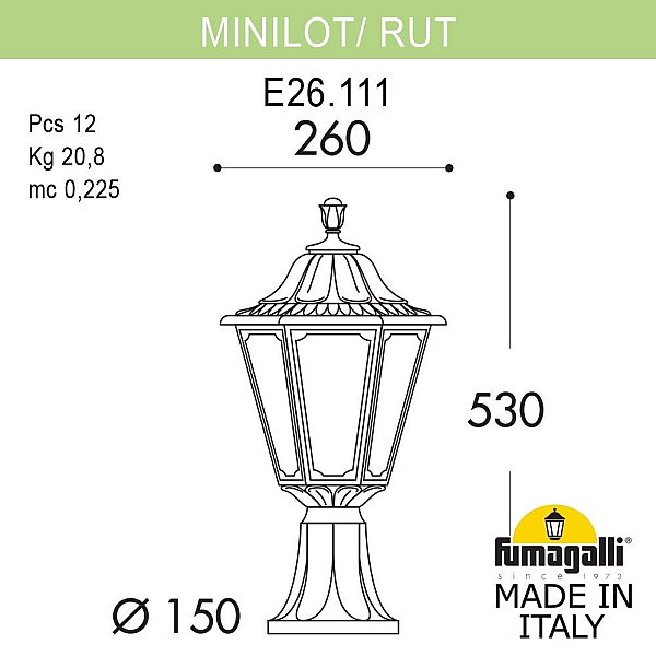 Ландшафтный светильник Fumagalli MINILOT/RUT E26.111.000.AYE27