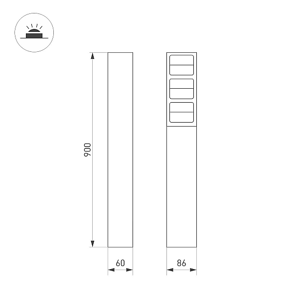 Ландшафтный светильник Arlight LGD-TILLIS-BOLL-H900-12W Warm3000 (GR, 92 deg, 230V) 050729