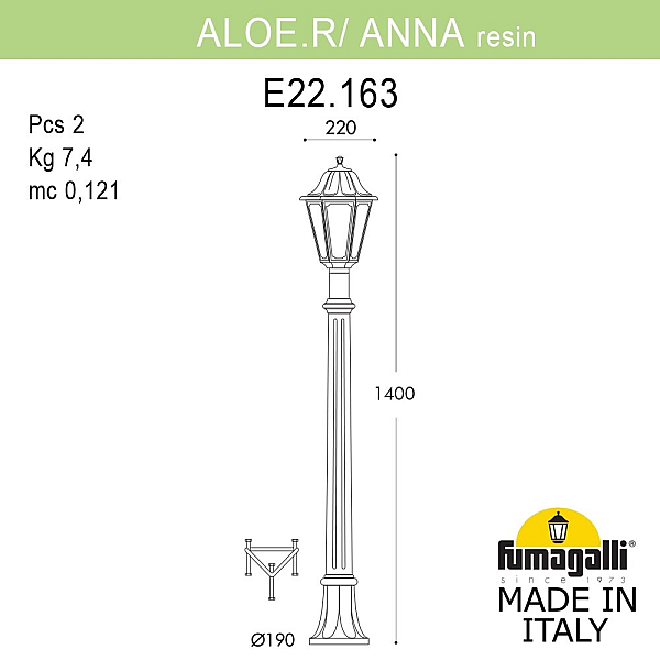 Ландшафтный светильник Fumagalli ALOE*R/ANNA E22.163.000.VXE27
