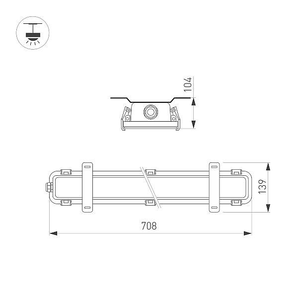 Влагозащищенный линейный светильник Arlight SP-KATANO-L700-20W Day4000 (SL, 100 deg, 230V) (IP65 Металл) 056911