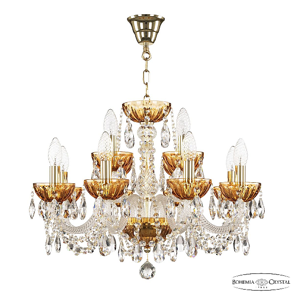 Подвесная люстра Bohemia Ivele Crystal 5402/8+4/195 G Amber/M-1H
