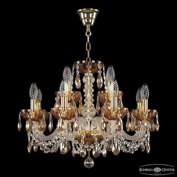 Подвесная люстра Bohemia Ivele Crystal 5402/8+4/195 G Amber/M-1H K721