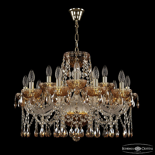 Подвесная люстра Bohemia Ivele Crystal 5413/10+5/240 G Amber/M-1G K721