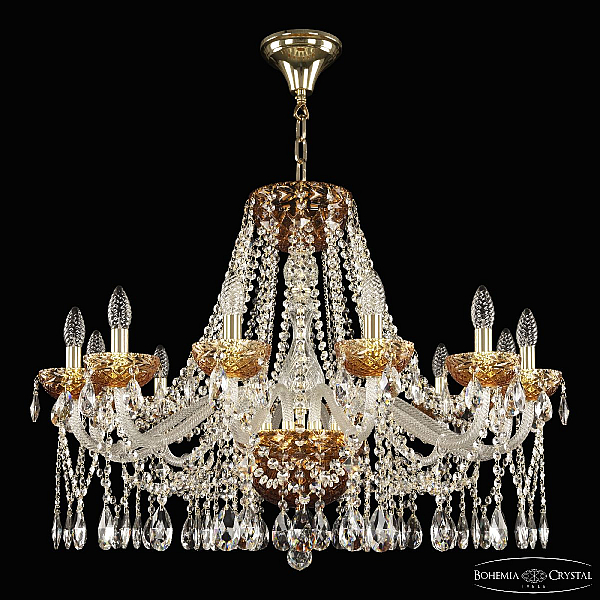 Подвесная люстра Bohemia Ivele Crystal 5413/12/300 G Amber/M-1F