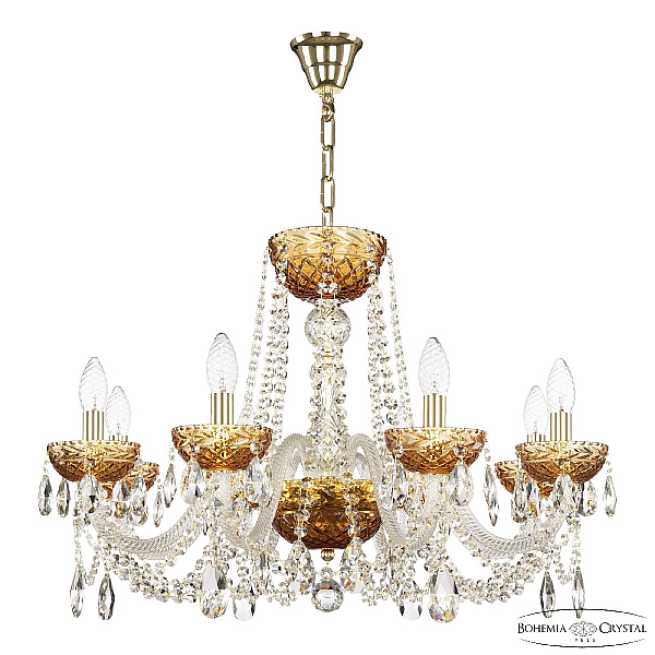 Подвесная люстра Bohemia Ivele Crystal 5402/8/240 G Amber/M-1F