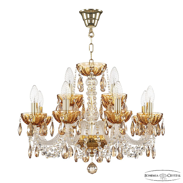 Подвесная люстра Bohemia Ivele Crystal 5402/8+4/195 G Amber/M-1H K721