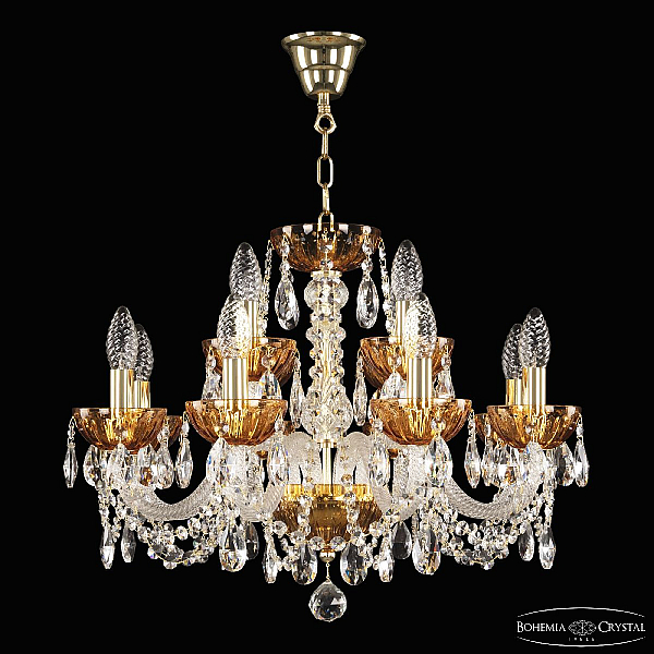 Подвесная люстра Bohemia Ivele Crystal 5402/8+4/195 G Amber/M-1H