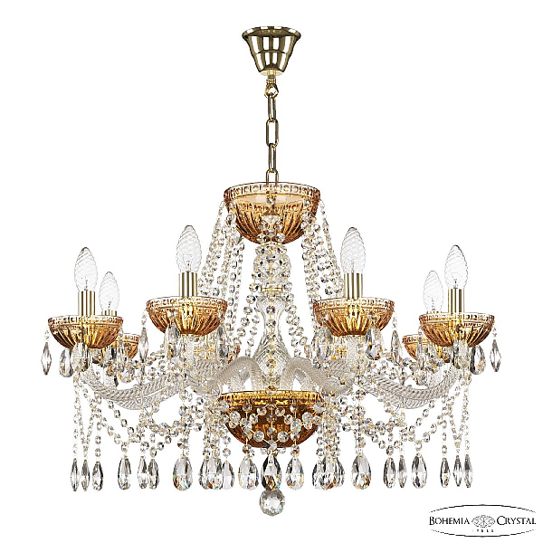 Подвесная люстра Bohemia Ivele Crystal 5413/8/240 G Amber/M-1G