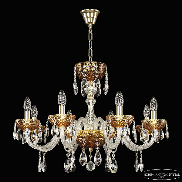 Подвесная люстра Bohemia Ivele Crystal 5417/8/240 G Amber/M-1F