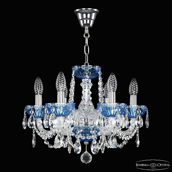 Подвесная люстра Bohemia Ivele Crystal 5402/6/141 Ni Aquamarine/M-1G