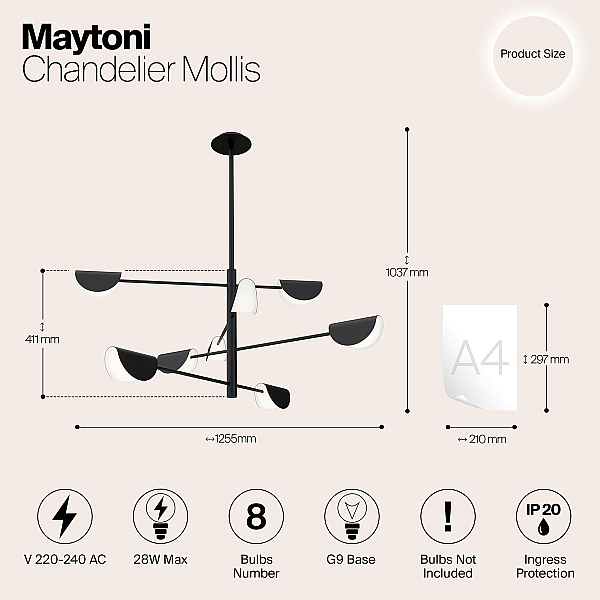 Подвесная люстра Maytoni Technical Mollis MOD126PL-08B