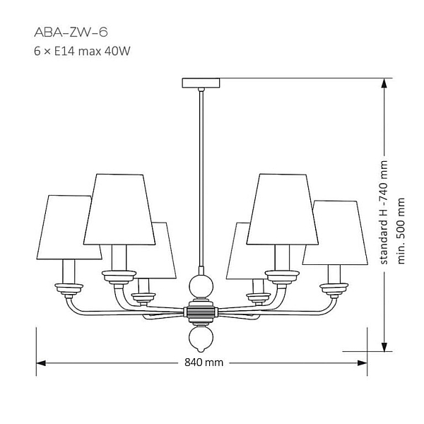 Подвесная люстра Kutek Mood Abano ABA-ZW-6 (Z/A)