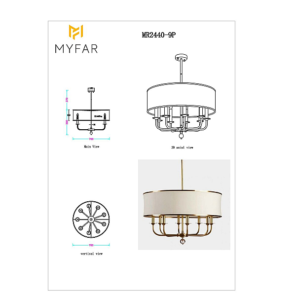 Потолочная люстра MyFar Maria MR2440-9P