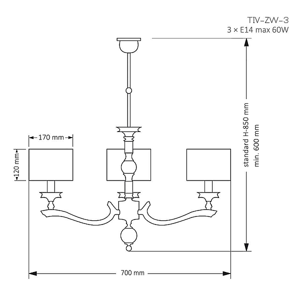 Подвесная люстра Kutek Mood Tivoli TIV-ZW-3 (N)