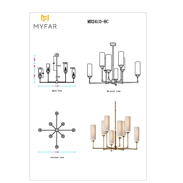 Потолочная люстра MyFar Richard MR2410-8C