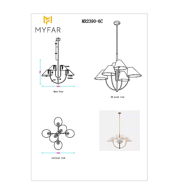 Потолочная люстра MyFar Lukas MR2390-6C