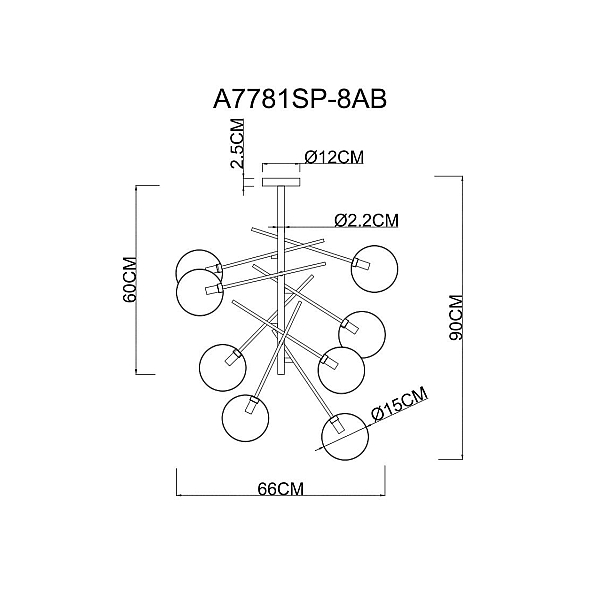 Люстра на штанге Arte Lamp Severus A7781SP-8AB