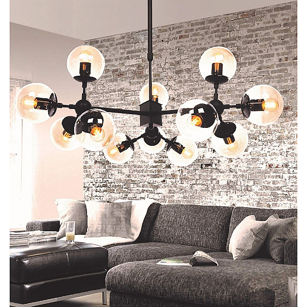 Люстра на штанге Lumina Deco Zodiak LDP 160-12 BK+TEA