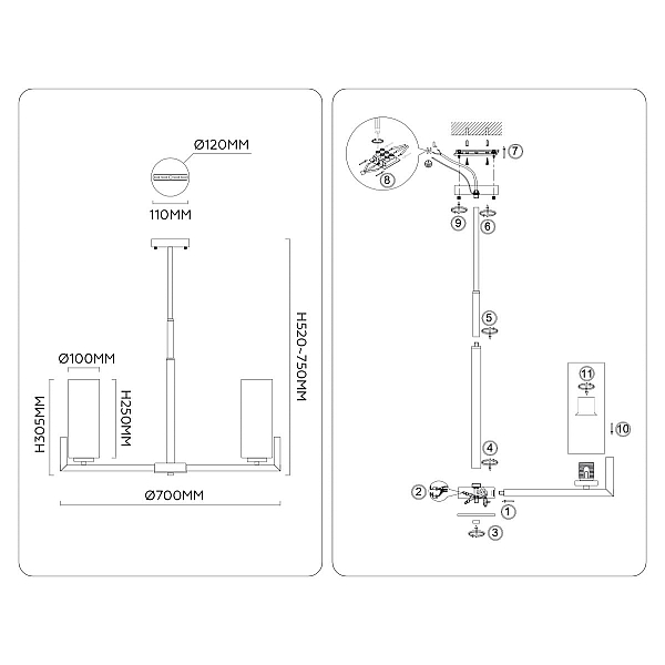 Люстра на штанге Ambrella Light High Light Modern LH56058