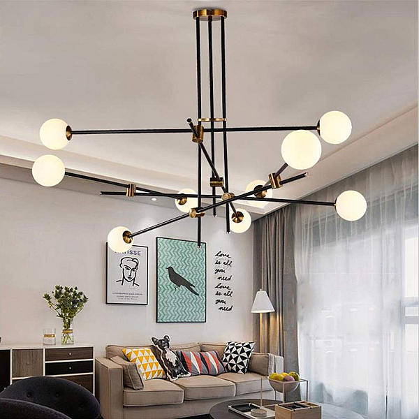 Люстра на штанге Delight Collection Bistro Globe 9389P/9 black/gold