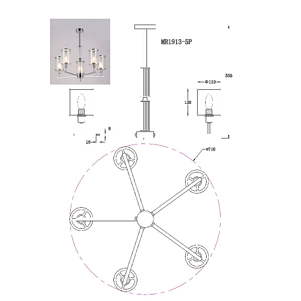 Подвесная люстра MyFar Alen MR1913-5P