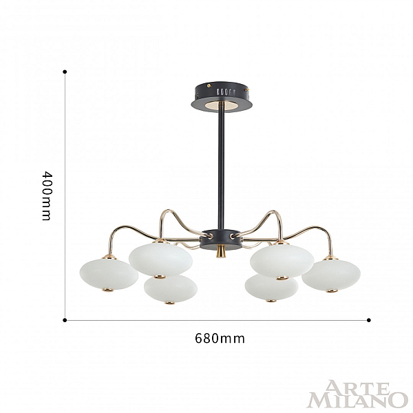 Потолочная светодиодная люстра Arte Milano Neapol73908 273908/6 BK/GD