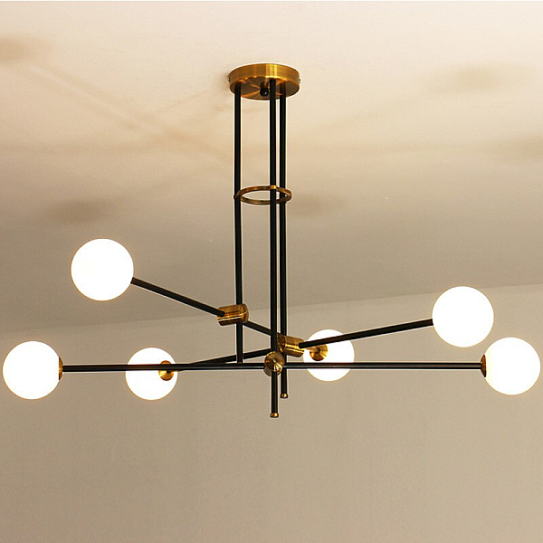 Люстра на штанге Delight Collection Bistro Globe 9389P/6 black/gold