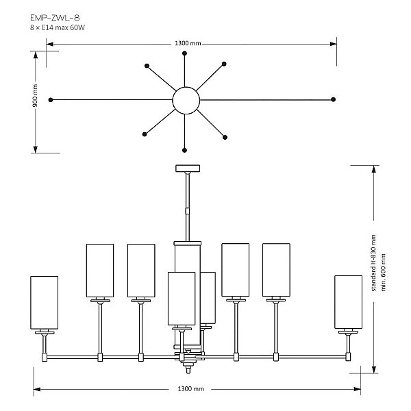 Подвесная люстра KUTEK MOOD Empoli EMP-ZWL-8(Z)