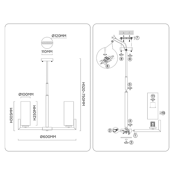 Люстра на штанге Ambrella Light High Light Modern LH56057