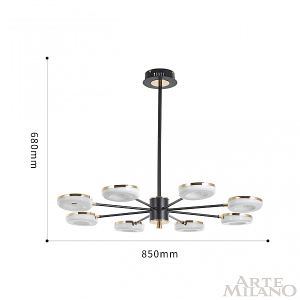 Люстра на штанге Arte Milano Ferrara 277499/8 BK/GD