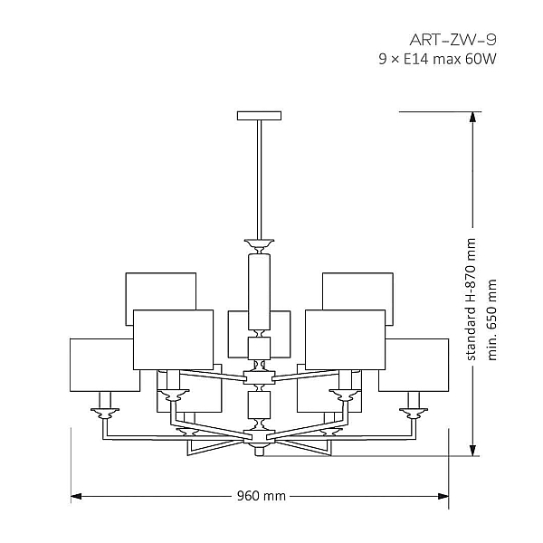Подвесная люстра Kutek Mood Artu ART-ZW-9 (Z)