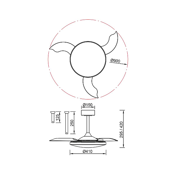 Люстра-вентилятор Mantra SLIM FAN mini 9056