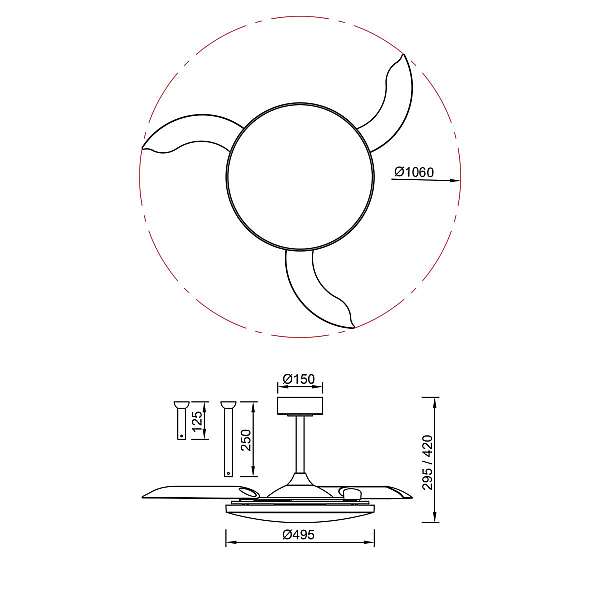 Люстра-вентилятор Mantra Slim Fan 9007